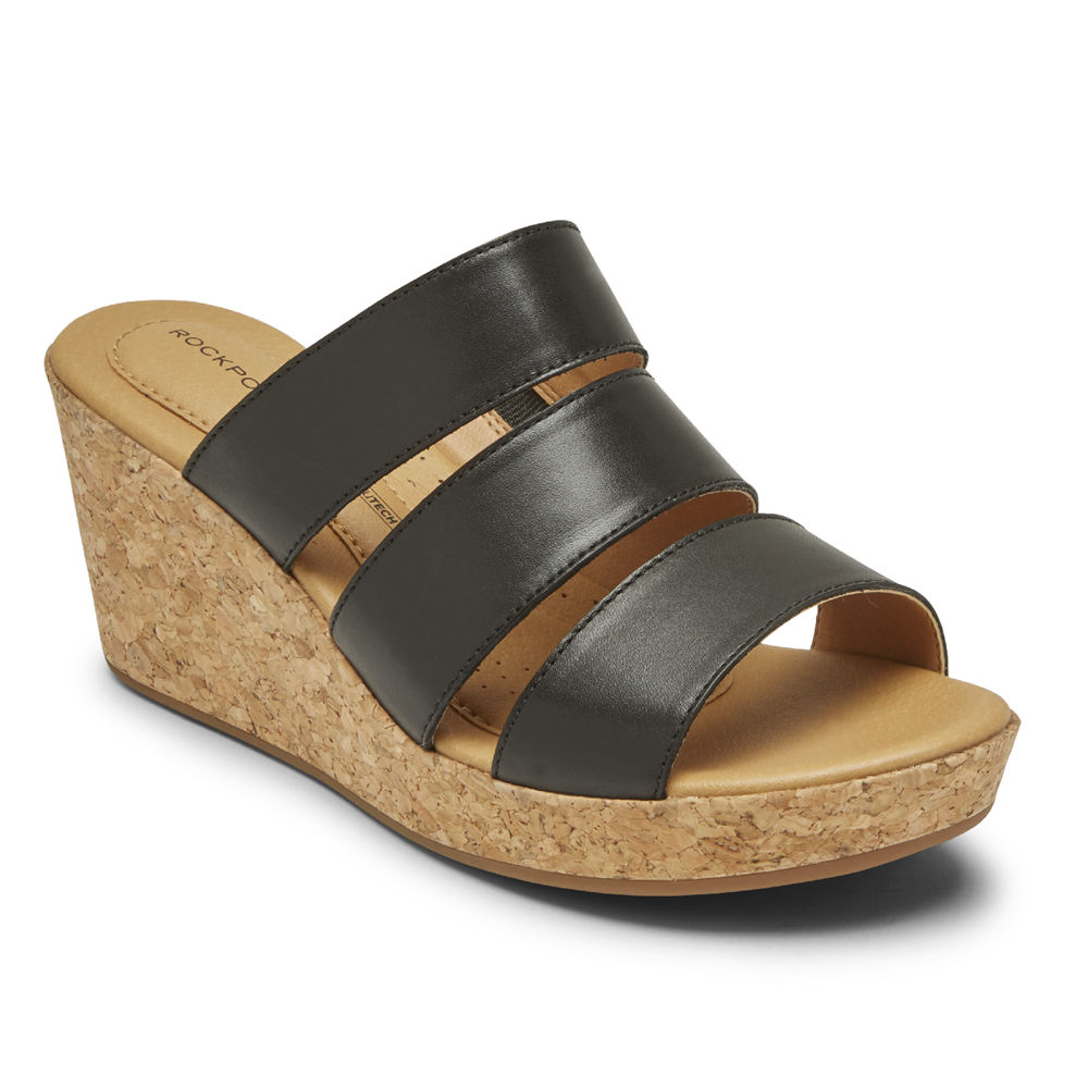 Sandalias Rockport Mujer Mexico - Lyla Banded Negros - SJXKE8497